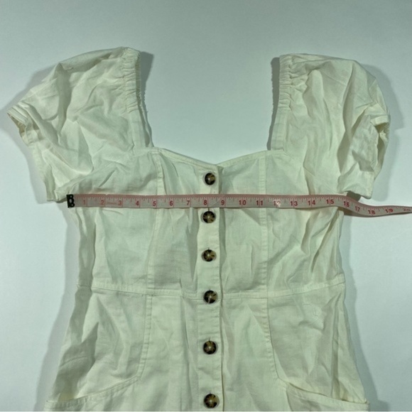 New Madewell Linen Cotton Puff Sleeve Mini Dress Size 6 Ivory - Picture 9 of 10